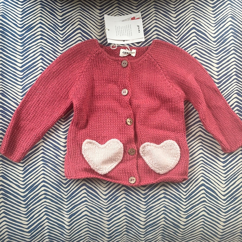 NWT Oeuf heart pocket cardigan
